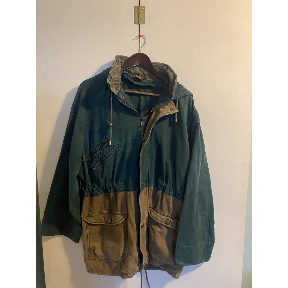 Vintage 90s Urban Equipment Colorblock Canvas Hooded Barn Chore Jacket Mens M